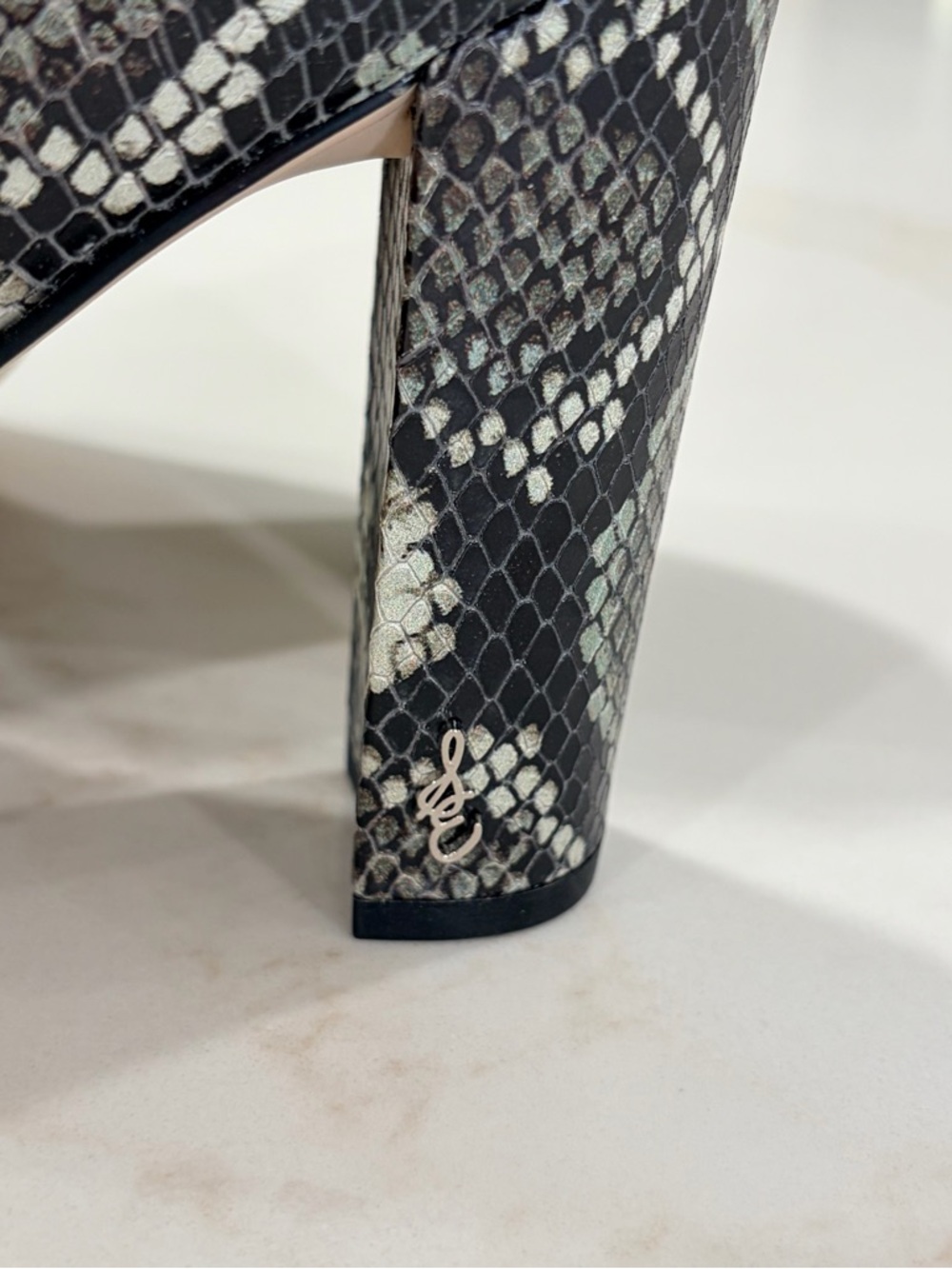 Sam Edelman Snake-Print Pointed Ankle Boots - Black/Green - Picture 5 of 8